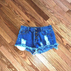 Highwaisted Ripped Denim Shorts